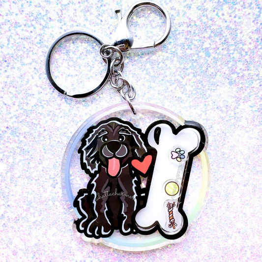 Flat Coated Retriever Shaker Keychain