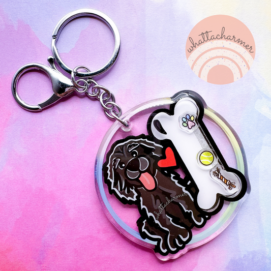 Flat Coated Retriever Shaker Keychain