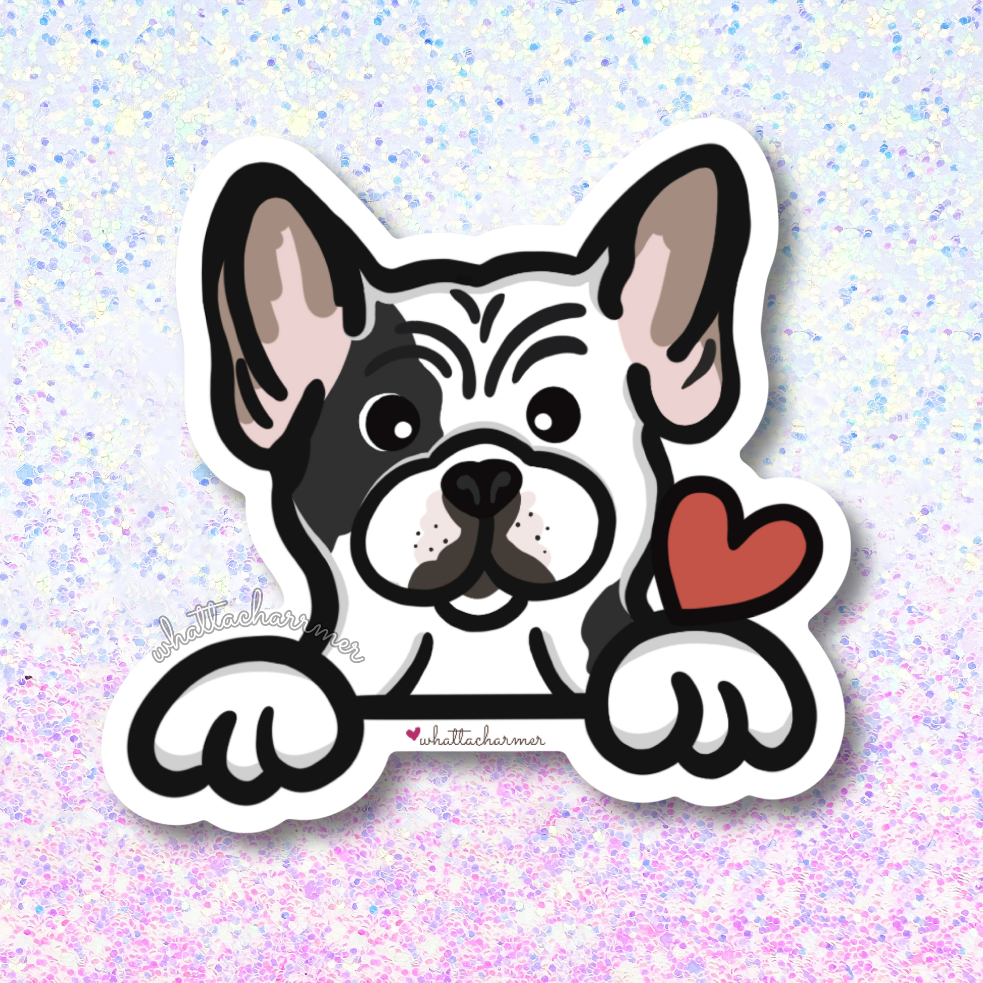 Black Pied French Bulldog Sticker