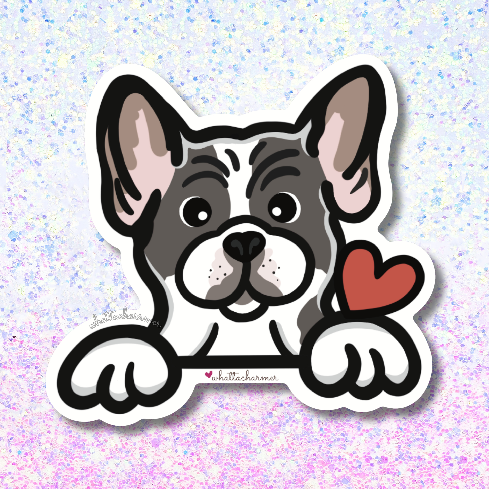 Blue Pied French Bulldog Sticker