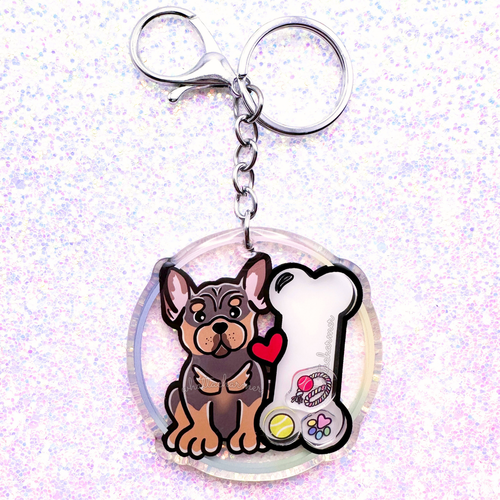 Blue and Tan French Bulldog Keychain