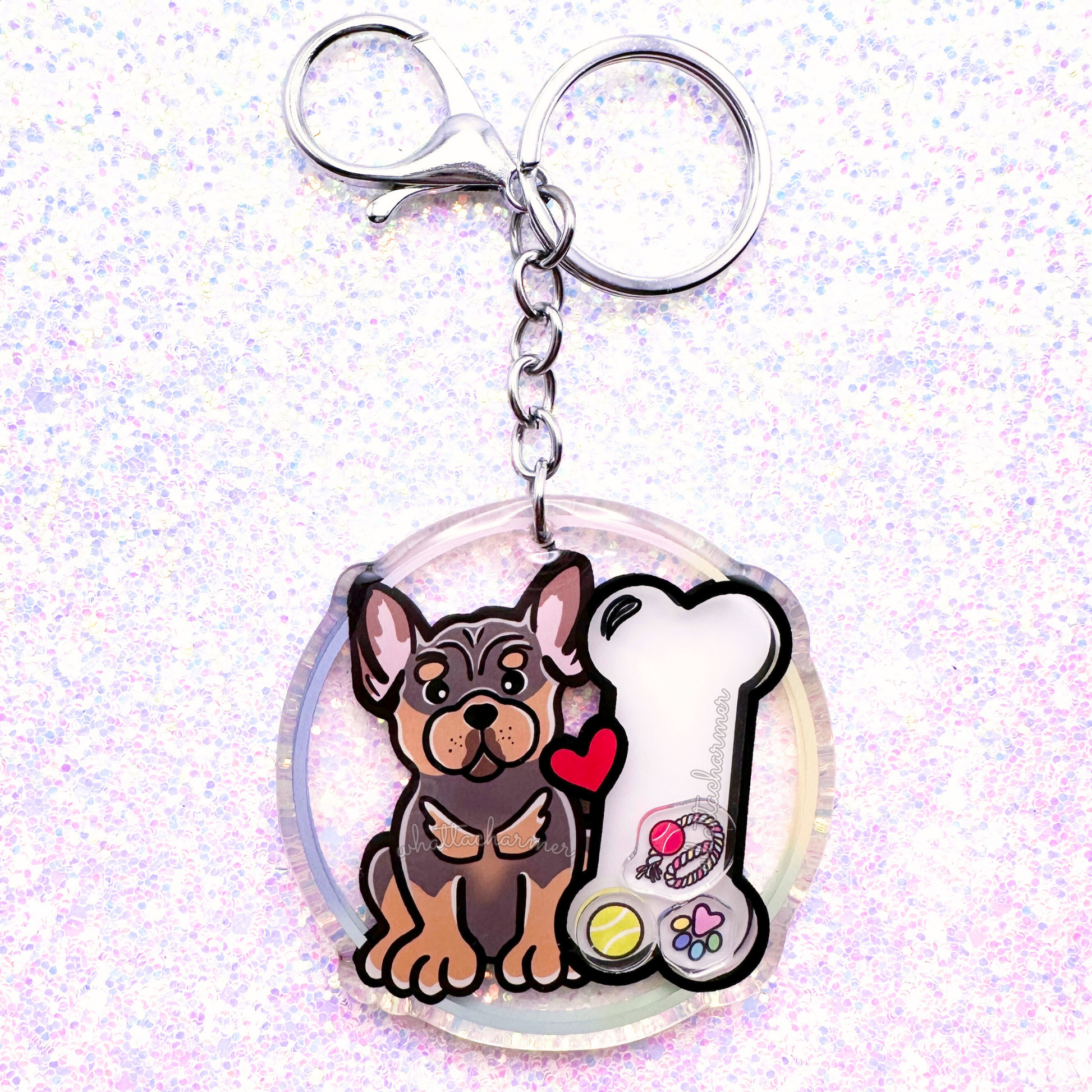 Blue and Tan French Bulldog Keychain