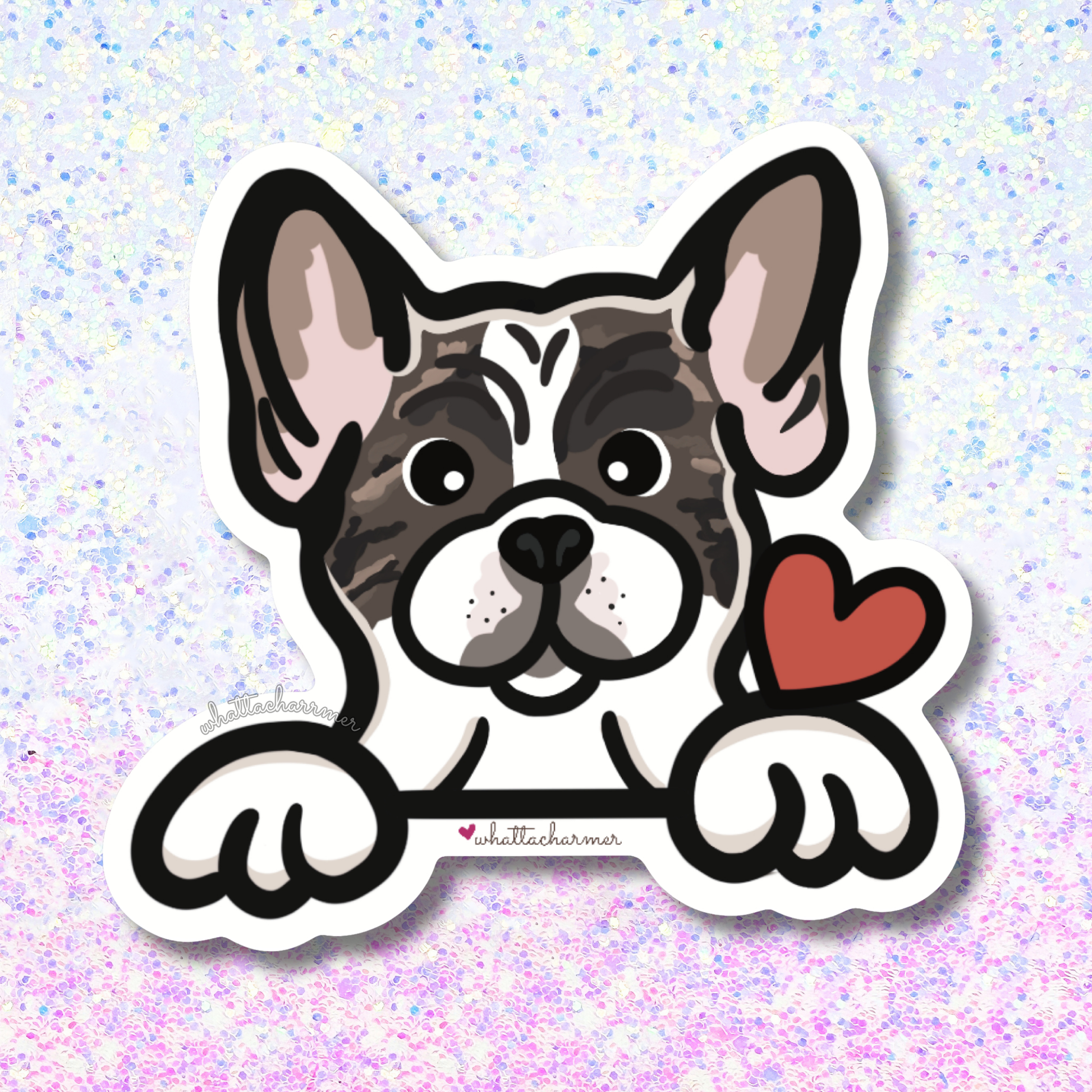 Brindle Pied French Bulldog Sticker