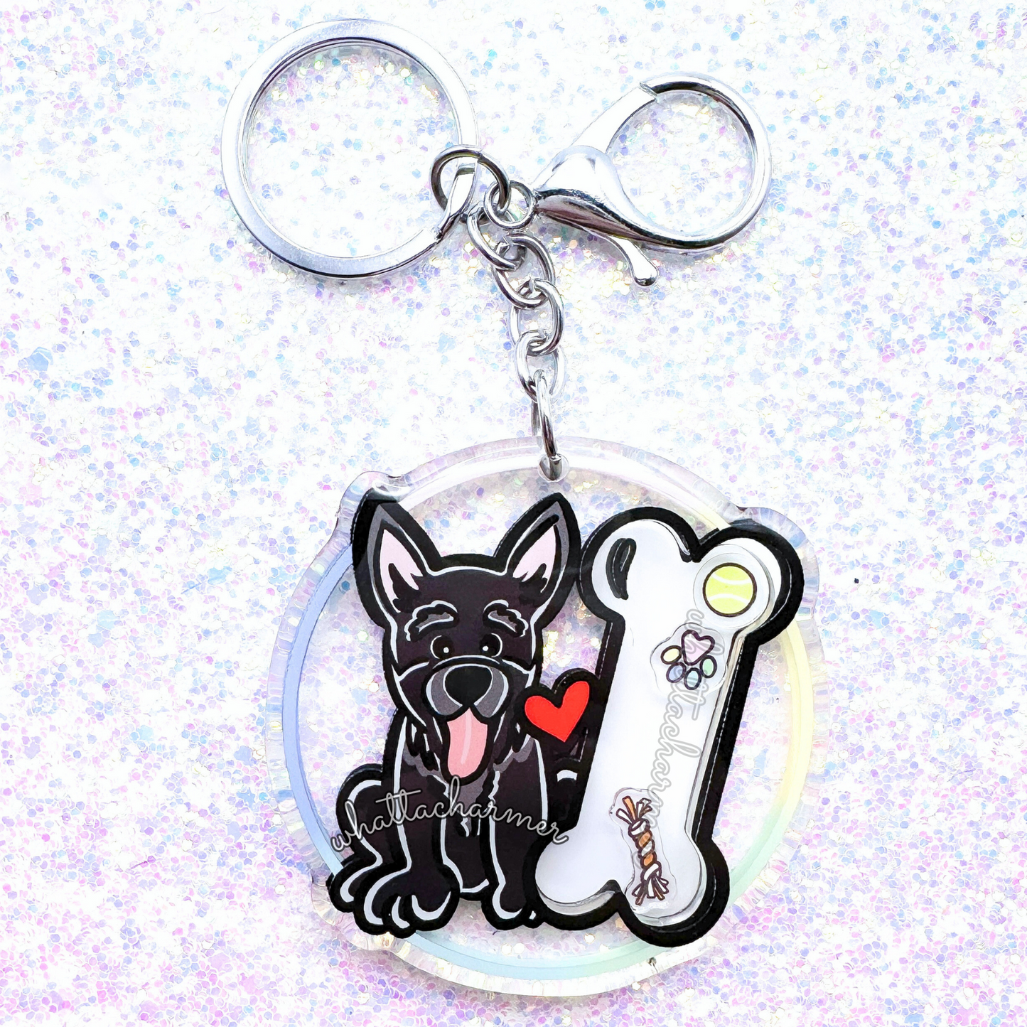 Black German Shepherd Shaker Keychain