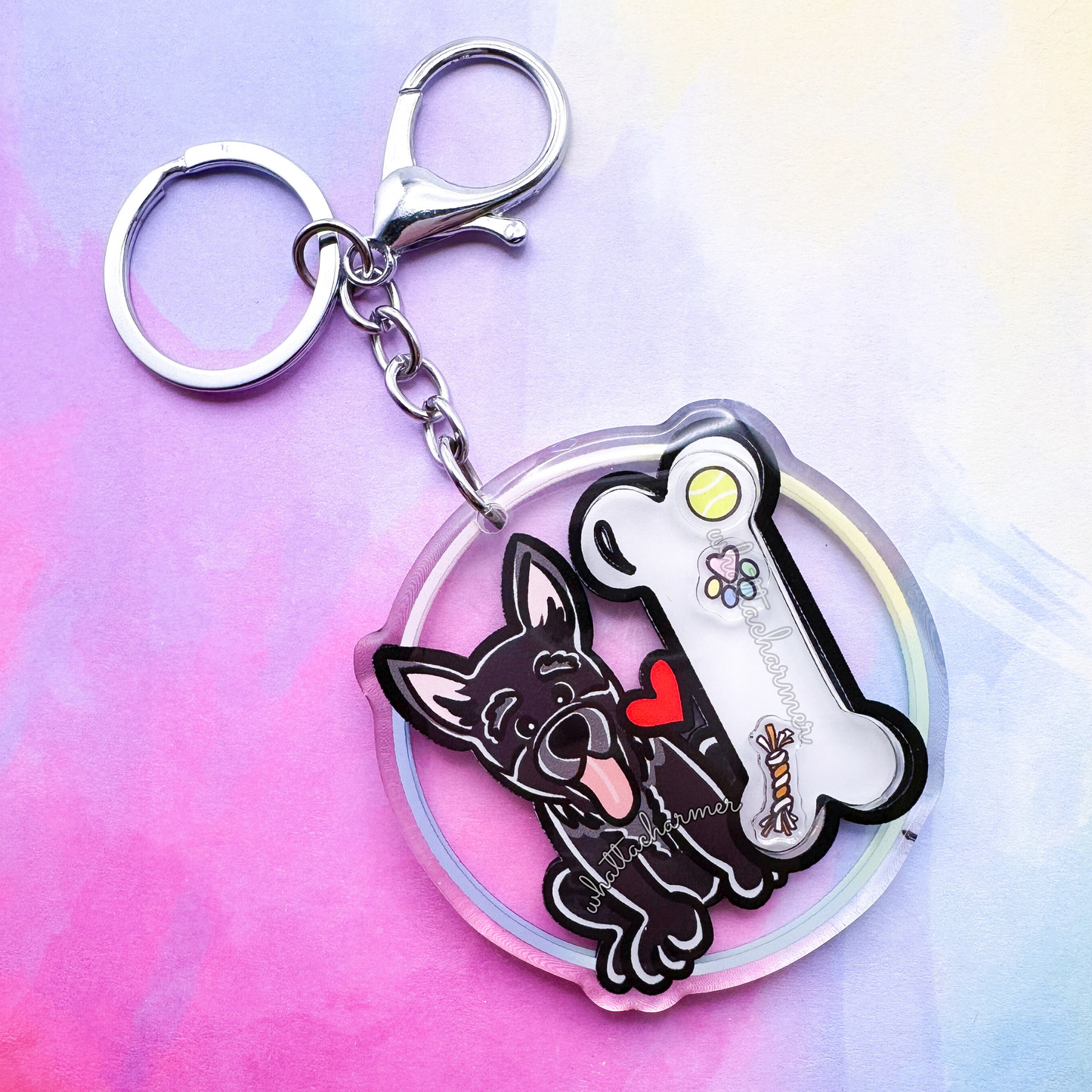 Black German Shepherd Shaker Keychain