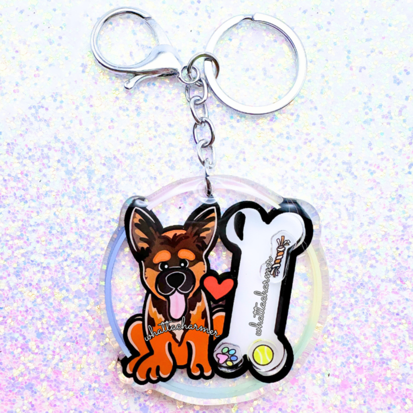 Red German Shepherd Keychain