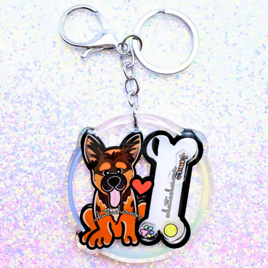 Red German Shepherd Shaker Keychain