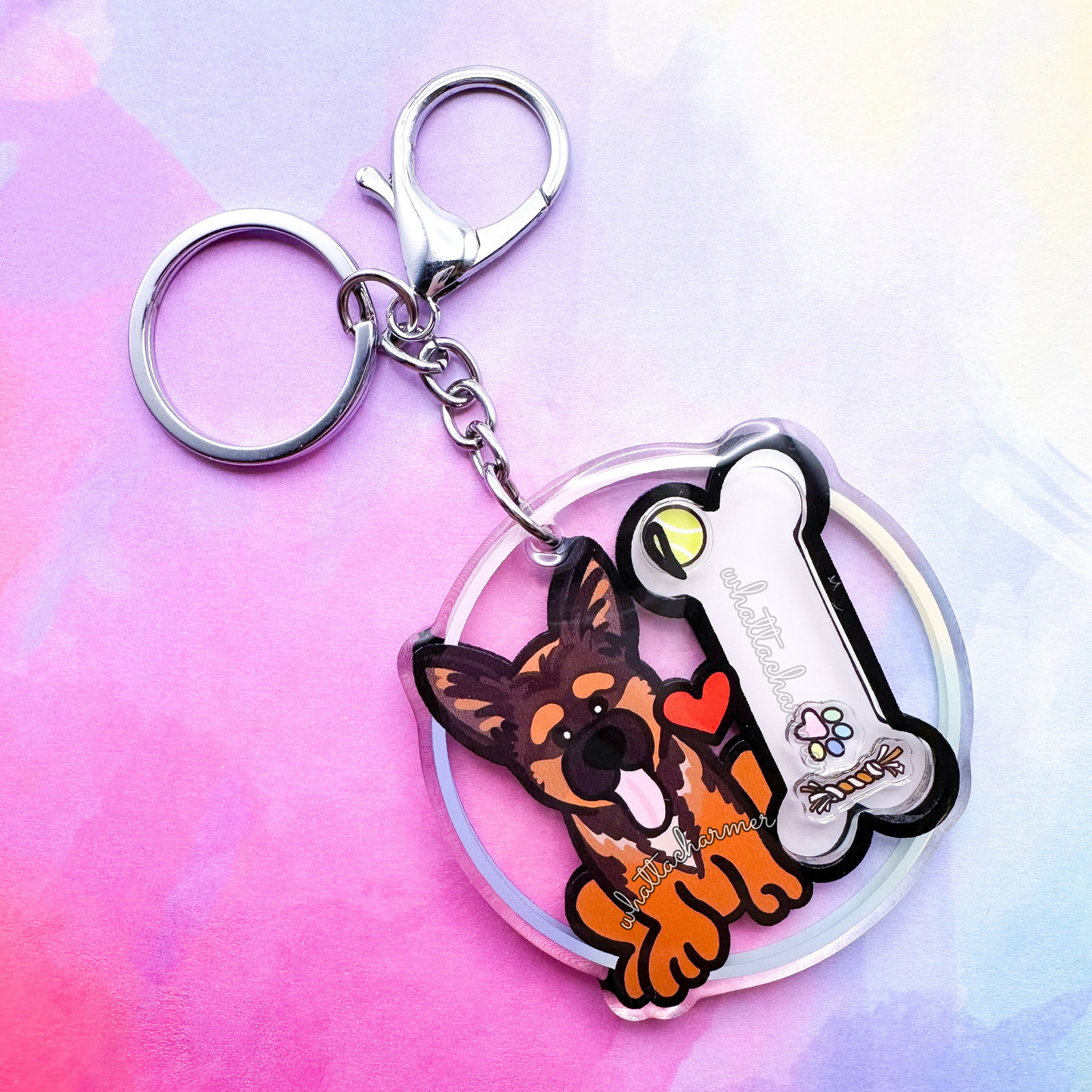 Red German Shepherd Shaker Keychain