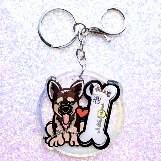 Tan German Shepherd Shaker Keychain