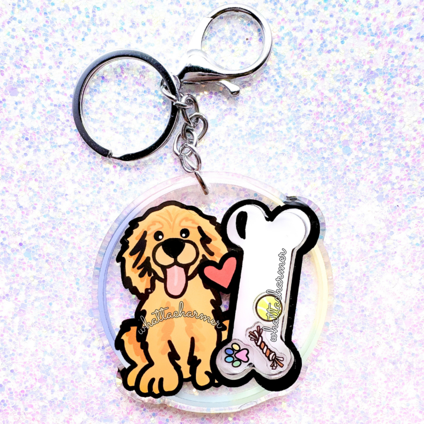 Golden Retriever Shaker Keychain