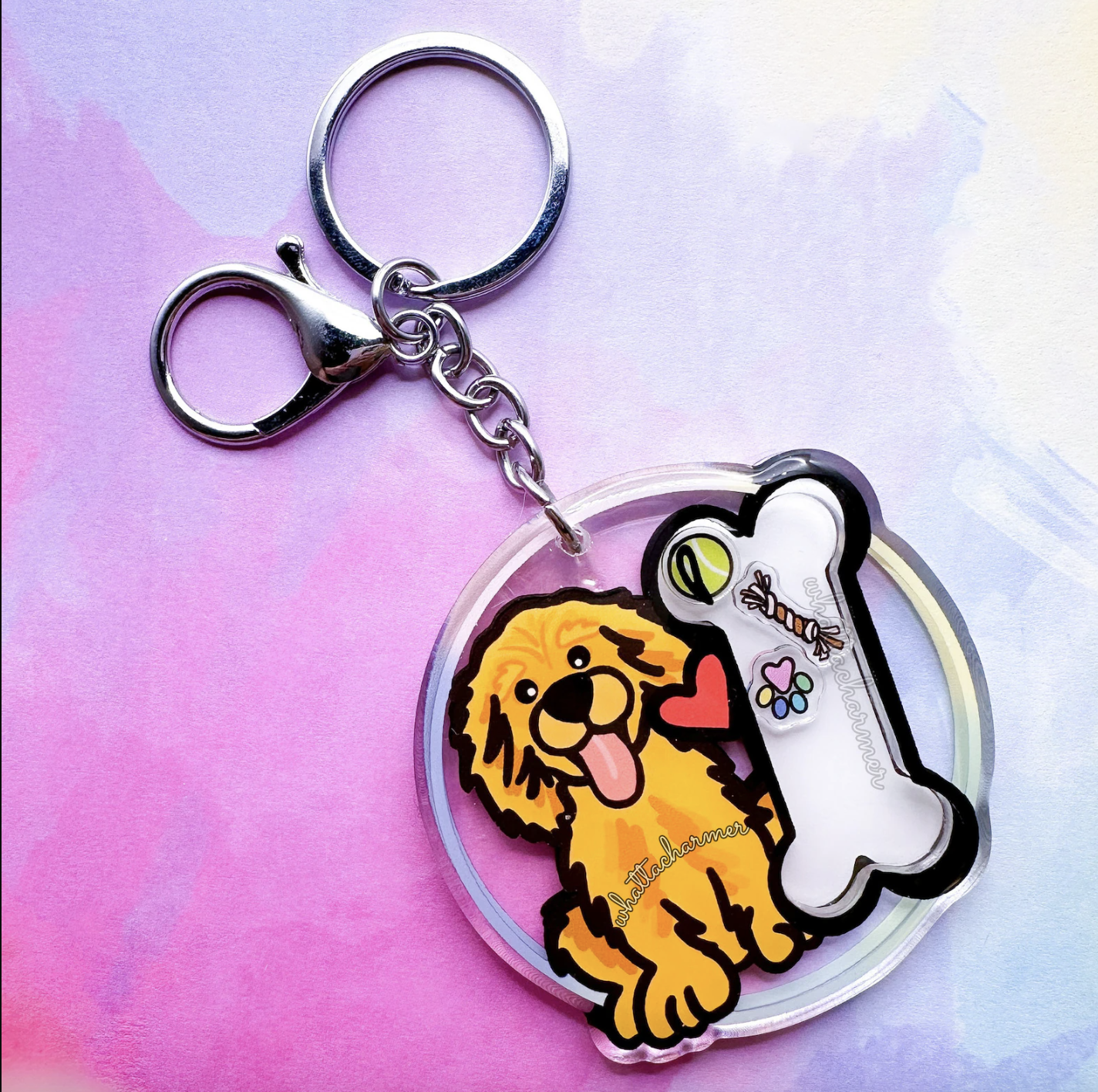 Golden Retriever Shaker Keychain