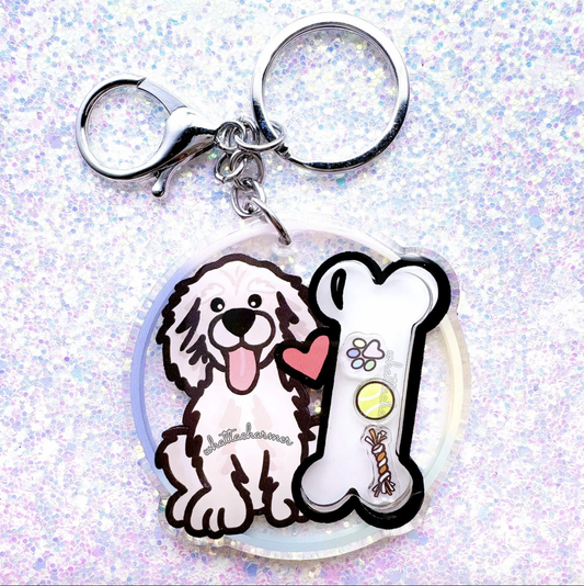 English Cream Golden Retriever Shaker Keychain