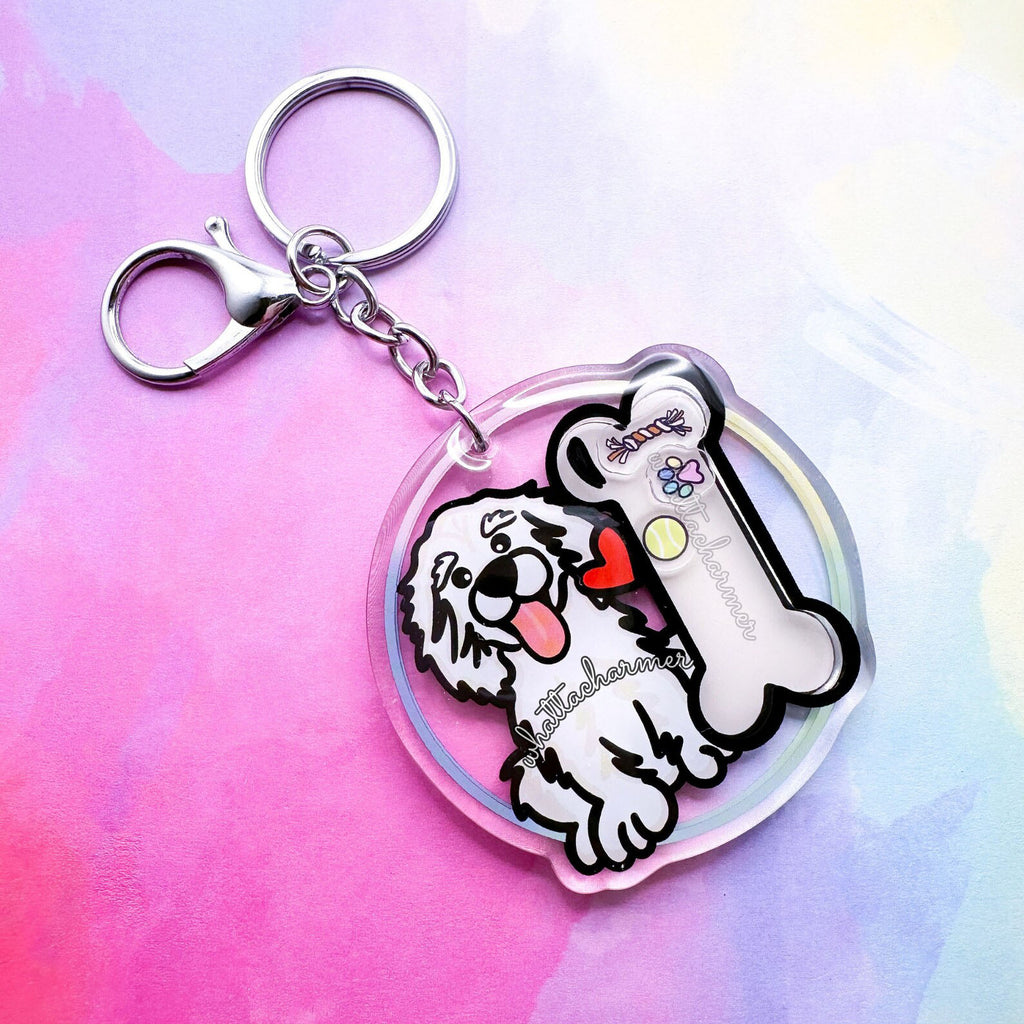 White Golden Retriever Keychain