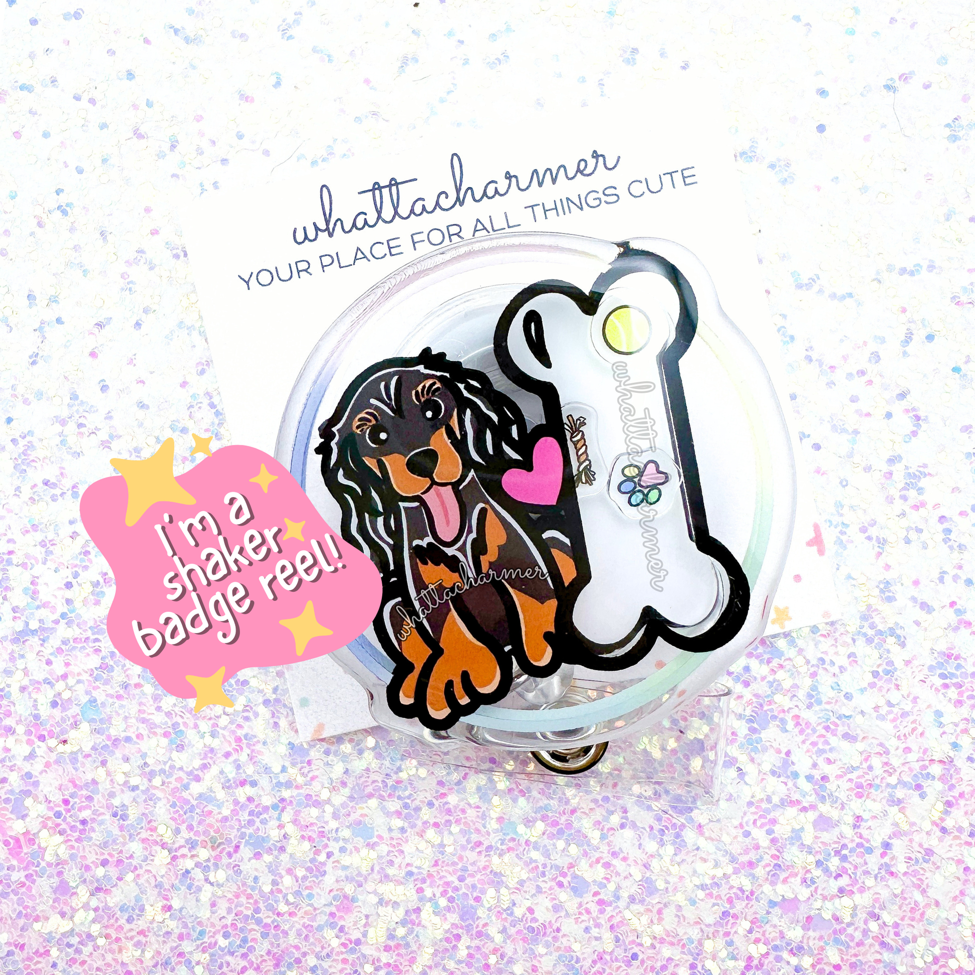 Gordon Setter Shaker Badge Reel