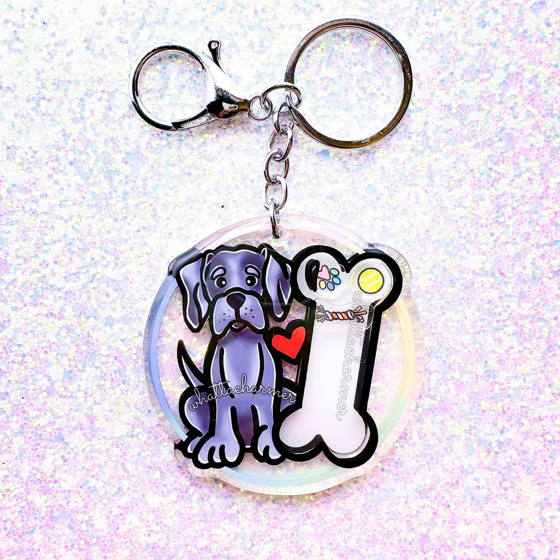 Blue Great Dane Keychain