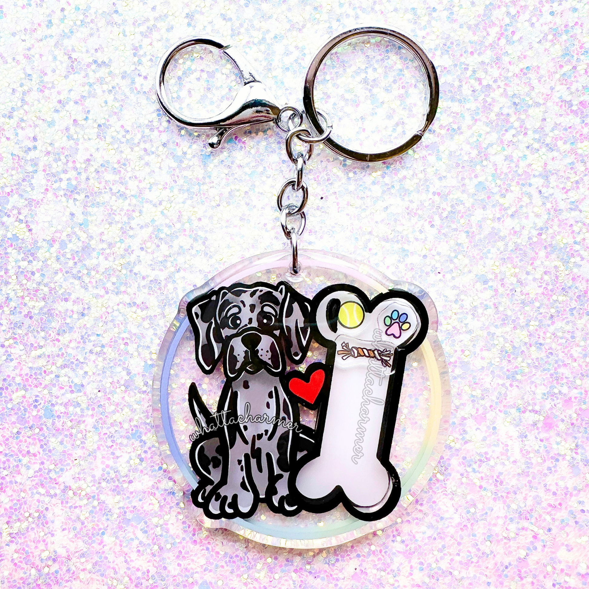 Merle Great Dane Keychain
