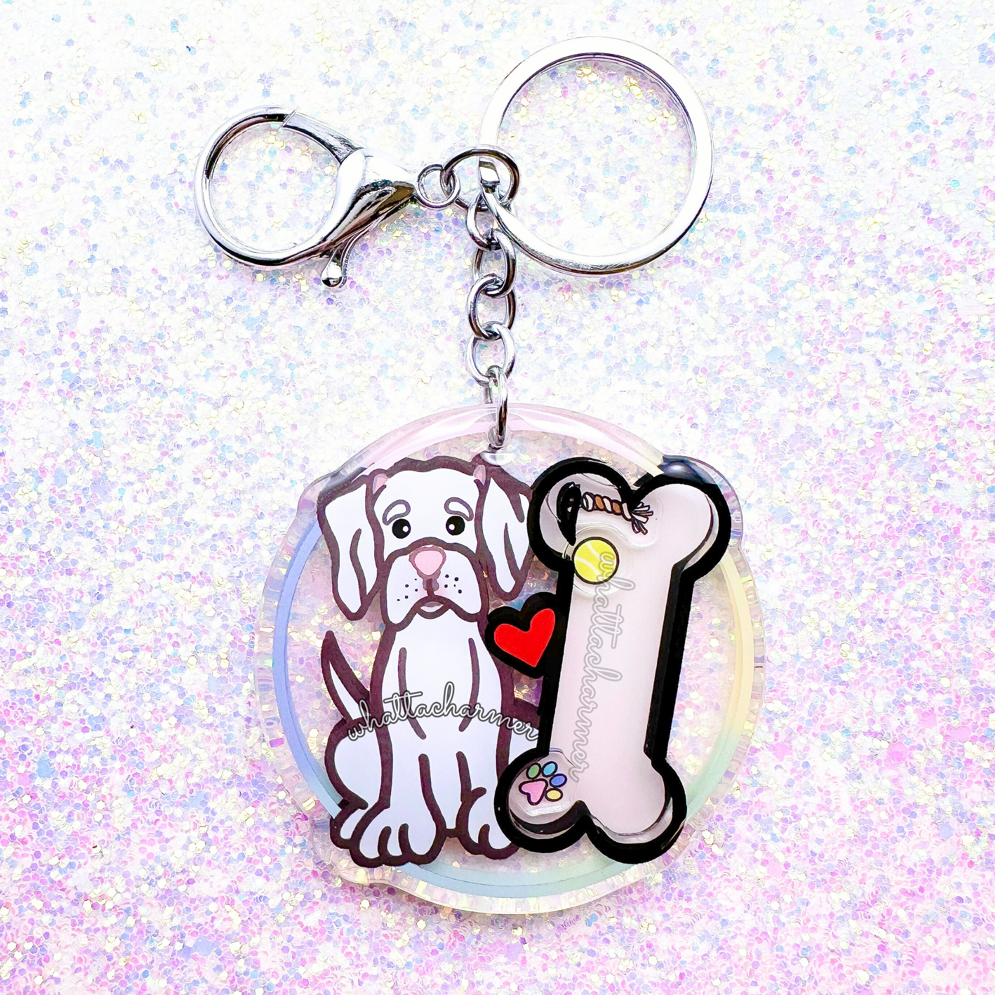 White Great Dane Keychain