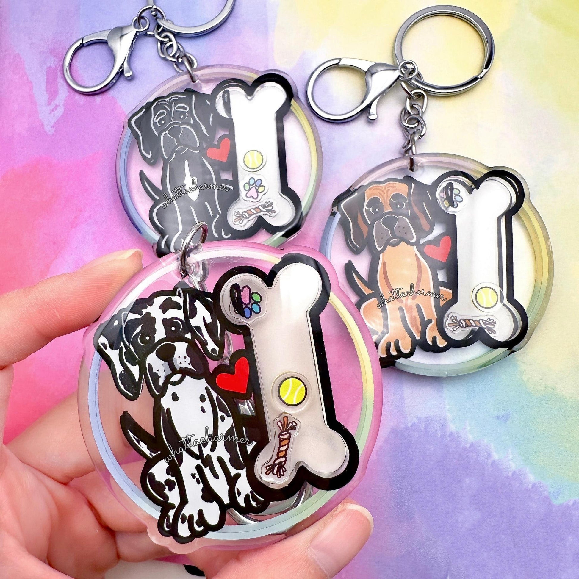 Harlequin Great Dane Keychain