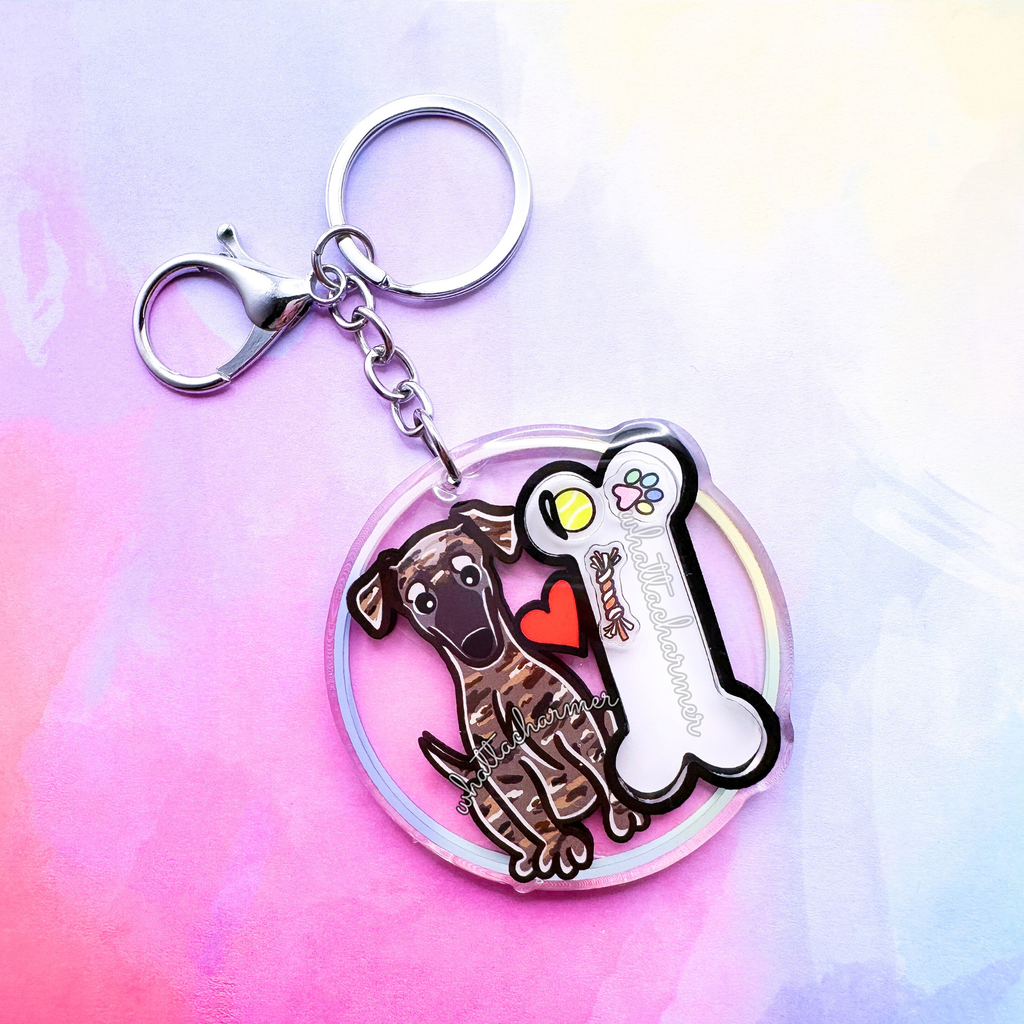 Black Brindle Greyhound Keychain