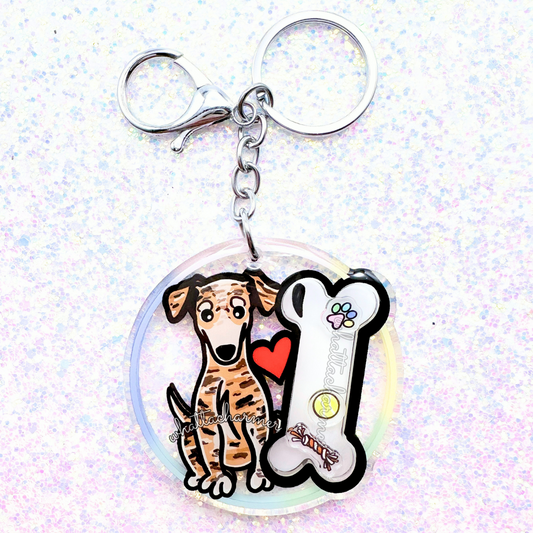 Fawn Brindle Greyhound Shaker Keychain