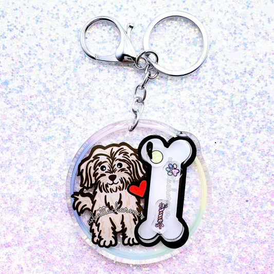 Cream Havanese Shaker Keychain