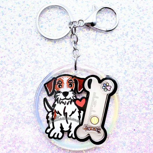 Rough Coat Red and White Jack Russell Terrier Shaker Keychain