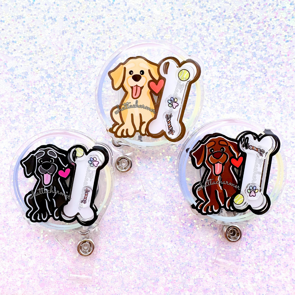 Chocolate Labrador Retriever Shaker Badge Reel