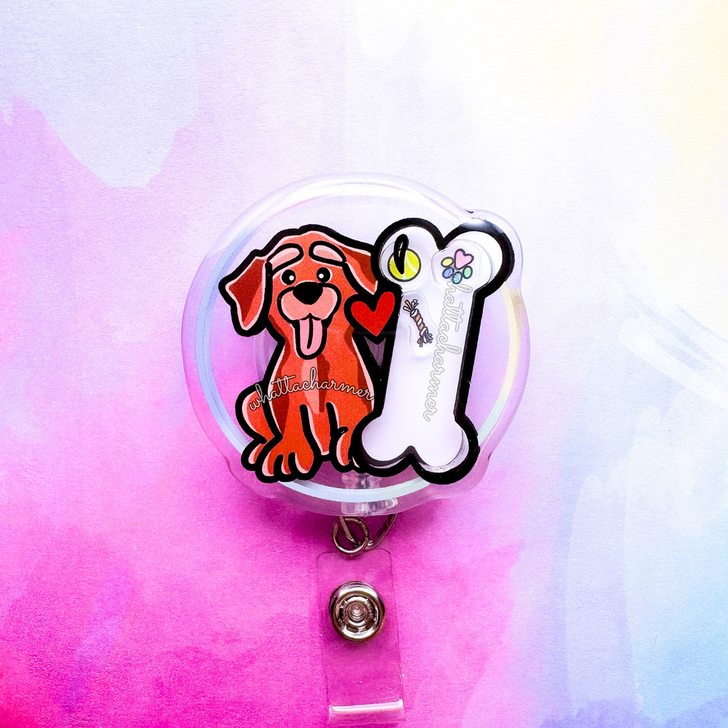 Fox Red Labrador Retriever Shaker Badge Reel