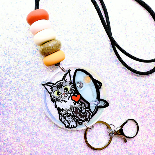 Maine Coon Cat Shaker Lanyard