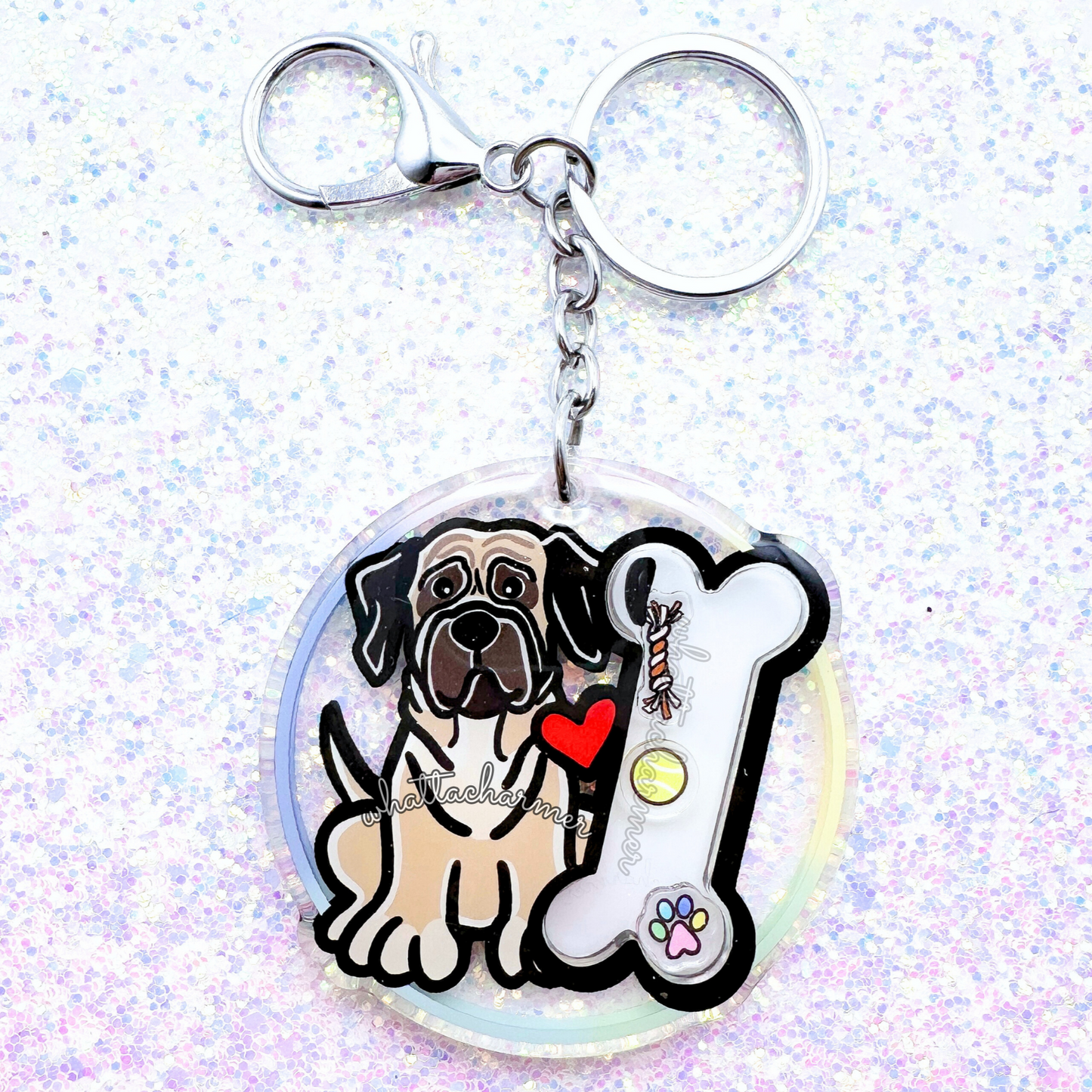 Fawn Mastiff Shaker Keychain