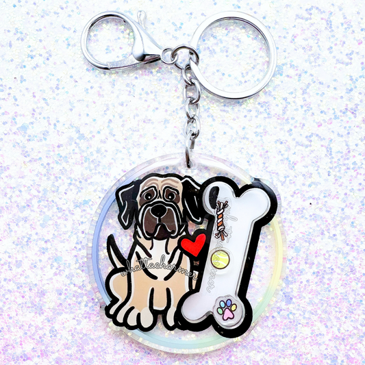 Fawn Mastiff Shaker Keychain