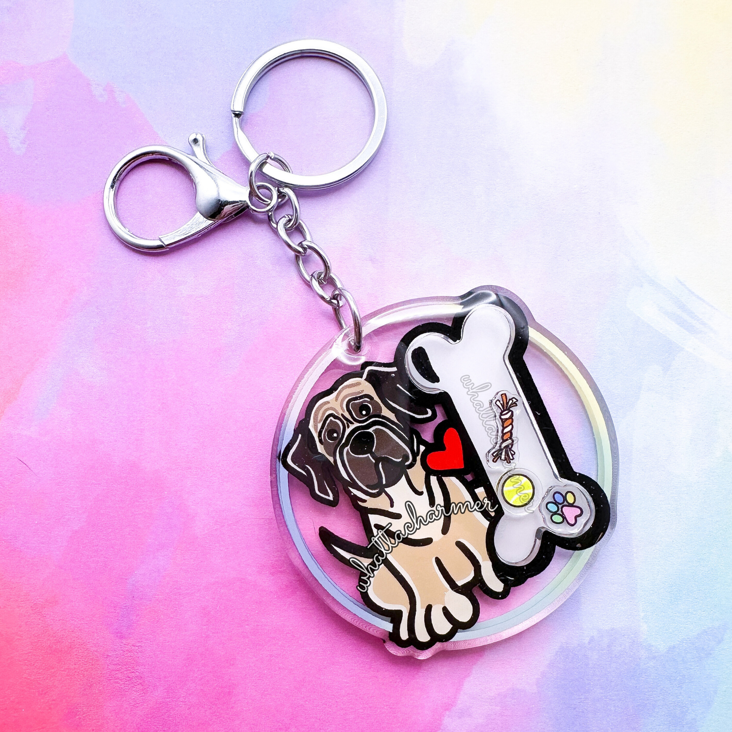 Fawn Mastiff Shaker Keychain