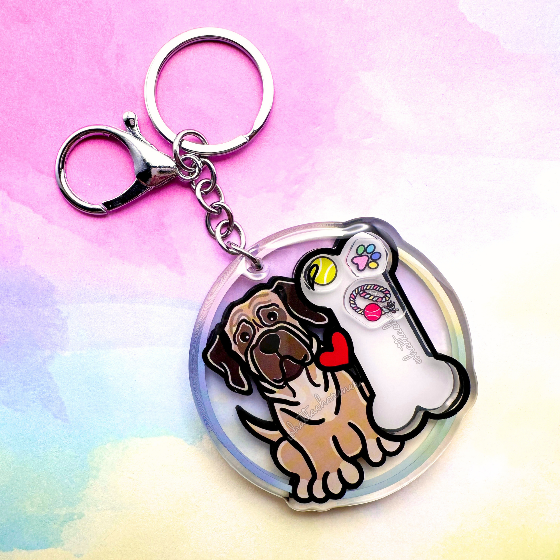 Fawn Mastiff Keychain