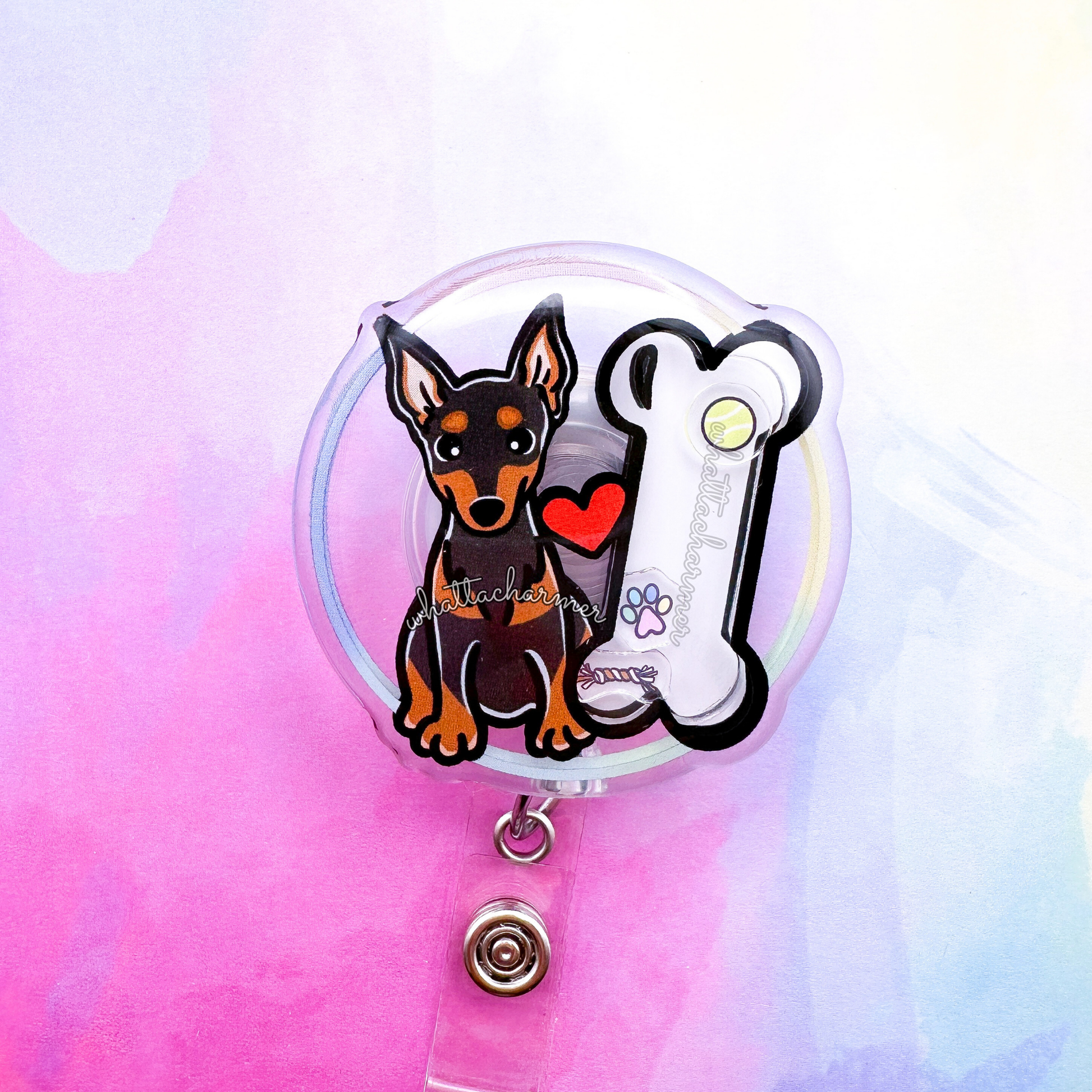 Miniature Pinscher Shaker Badge Reel