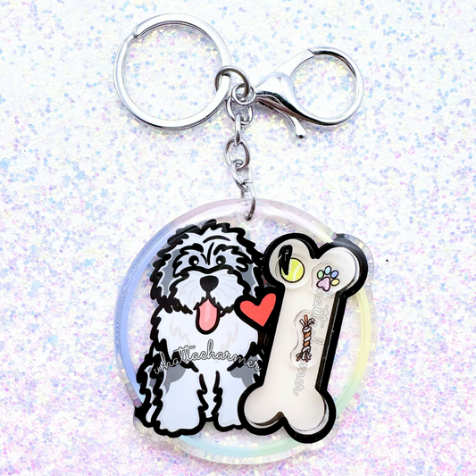 Old English Sheepdog Shaker Keychain