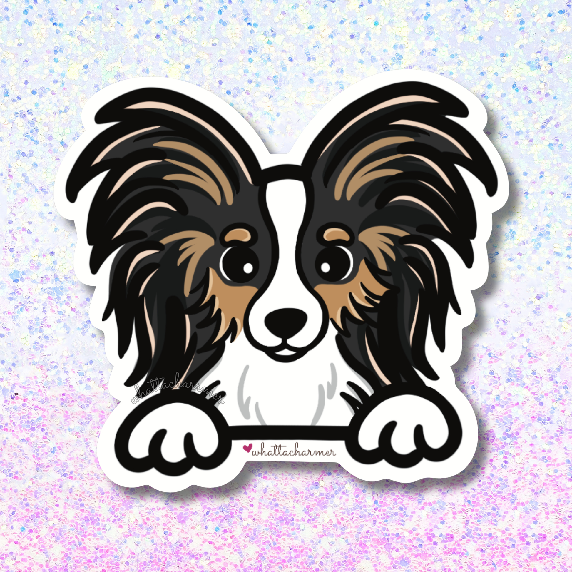 Black Tri Papillon Sticker