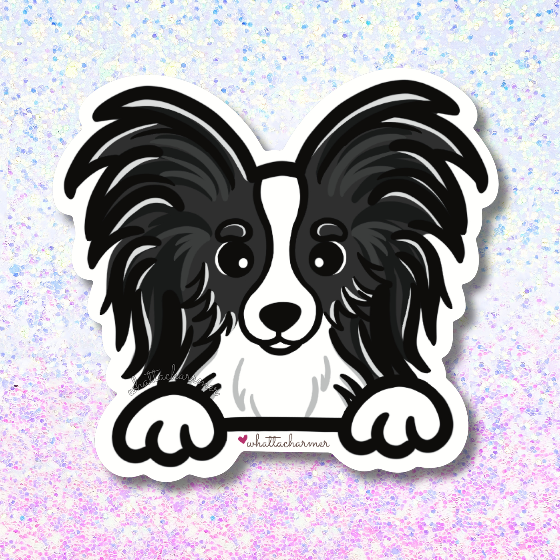 Black and White Papillon Sticker