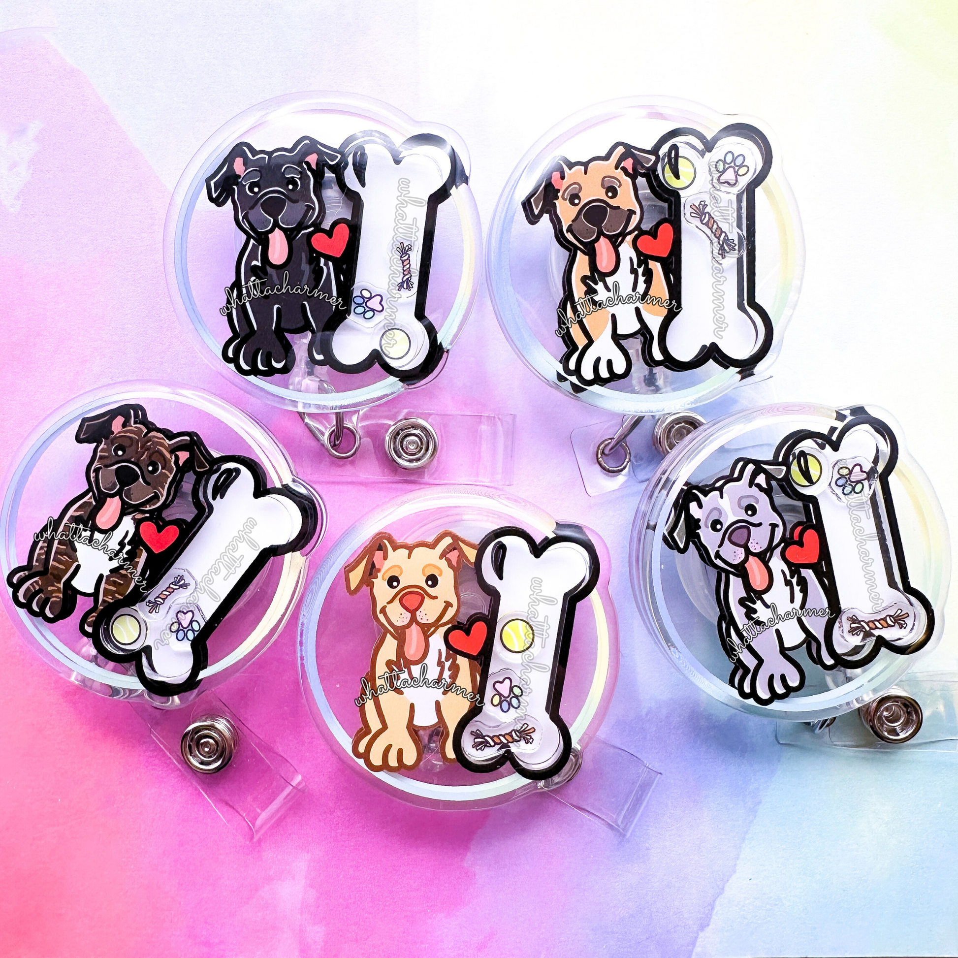 Fawn Pitbull Shaker Badge Reel