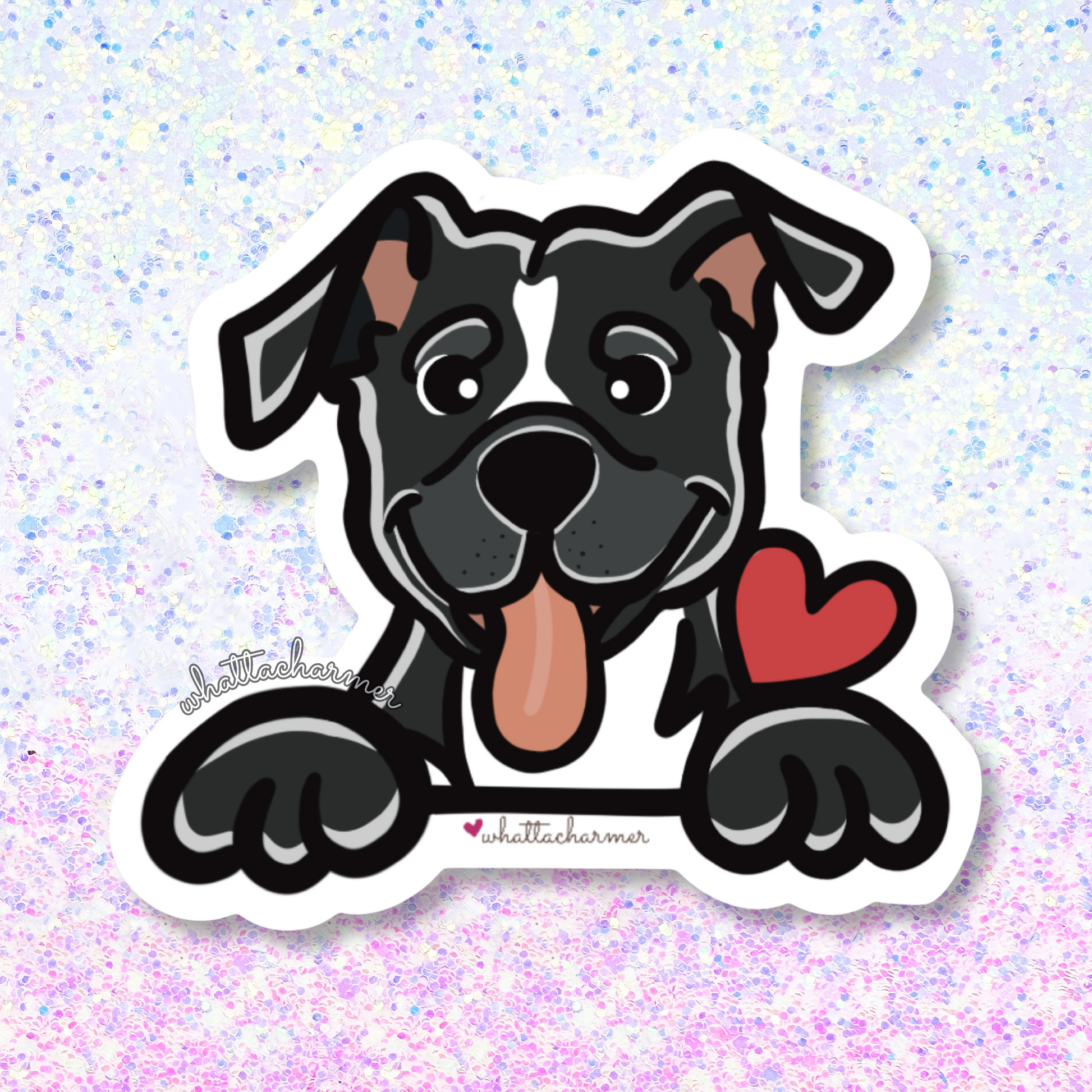 Black and White Pitbull Sticker