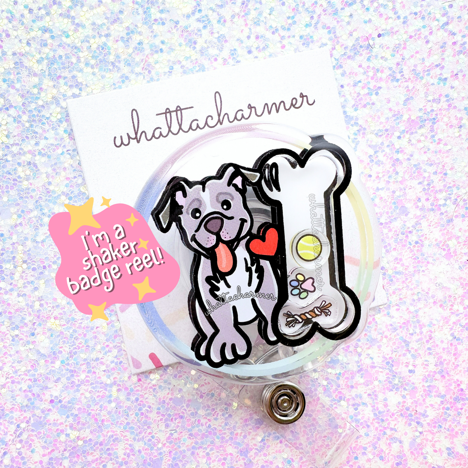 Blue Pitbull Shaker Badge Reel