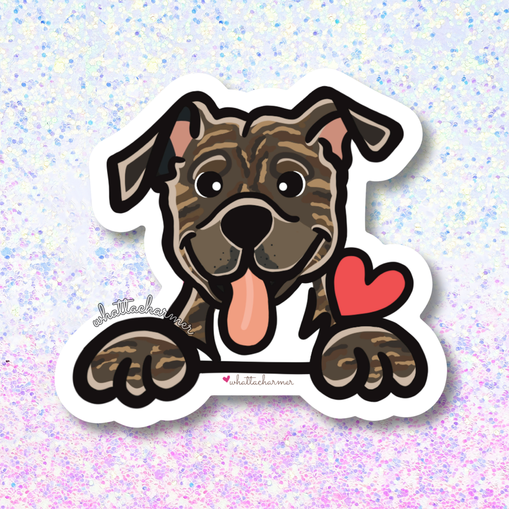 Brown Brindle Pitbull Sticker