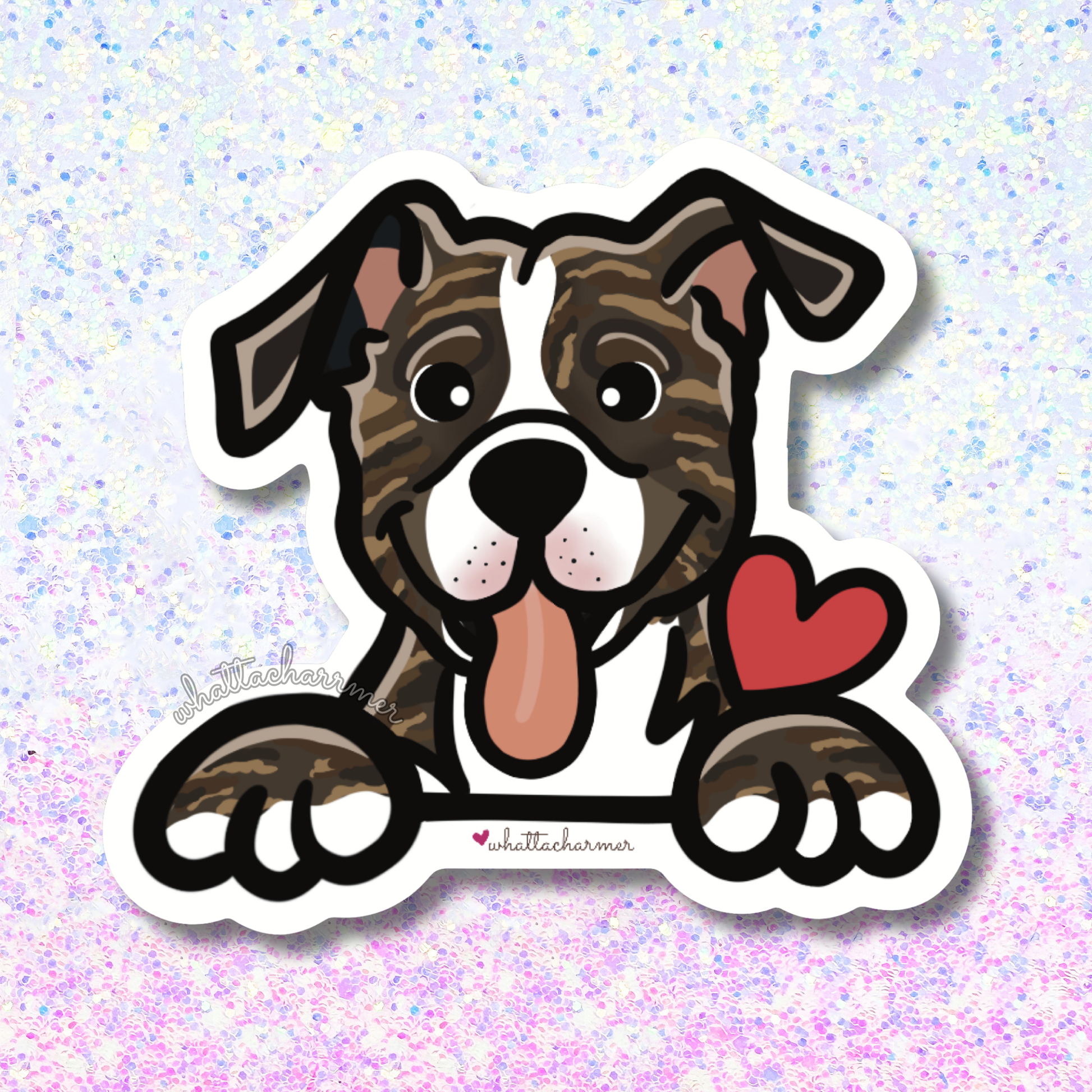 Brown Brindle and White Pitbull Sticker