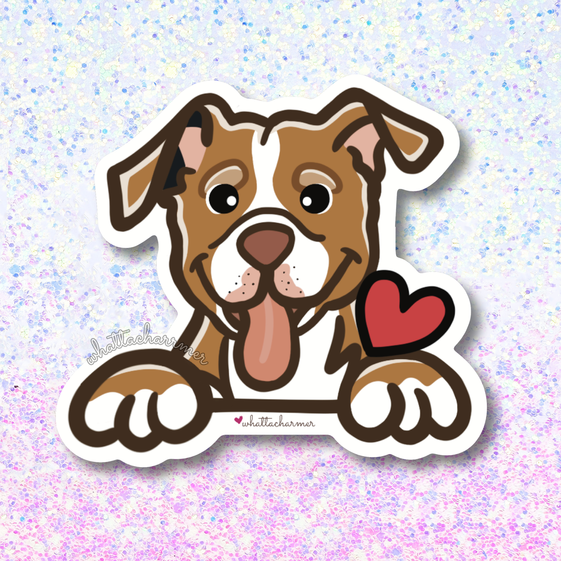 Red and White Pitbull Sticker