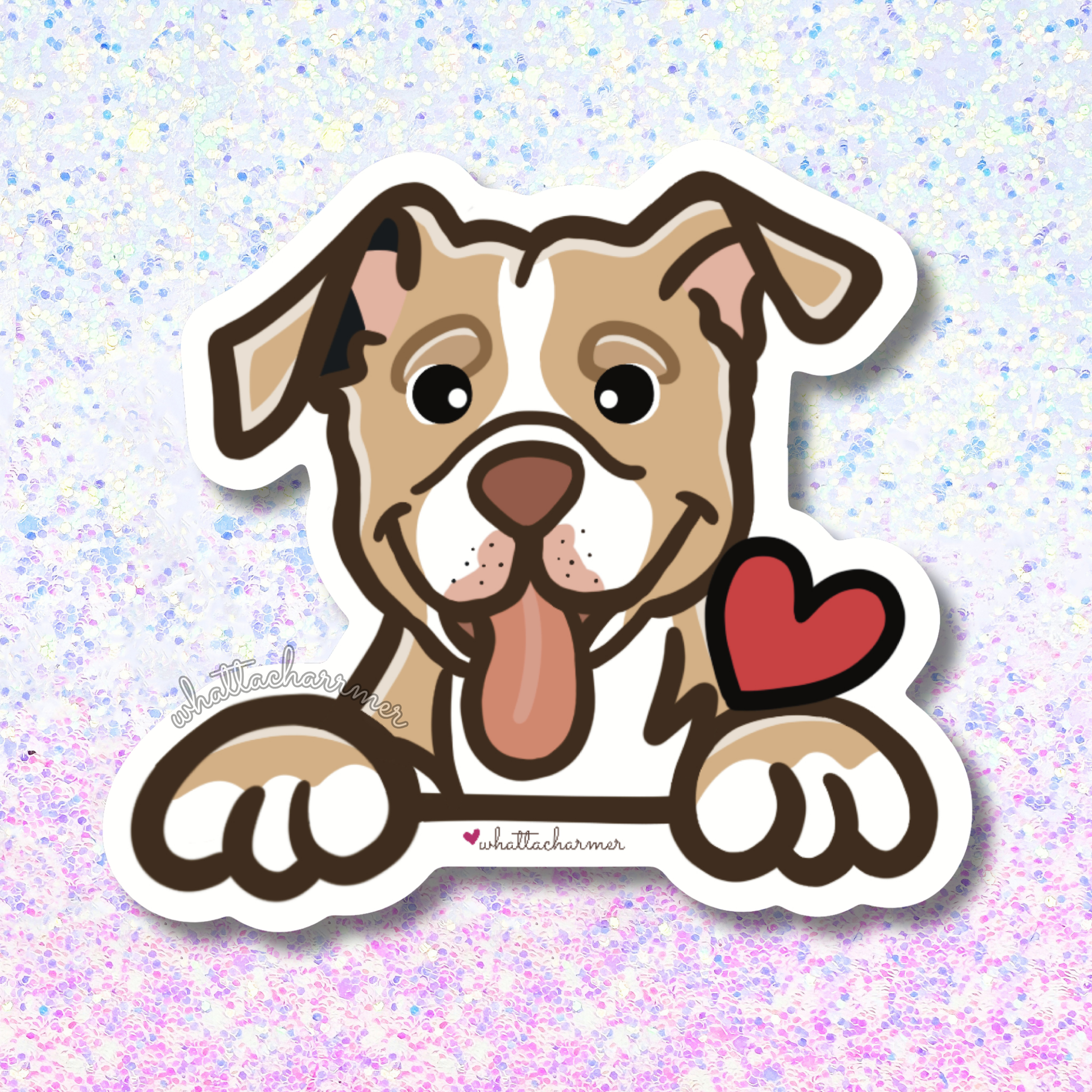 Fawn and White Pitbull Sticker