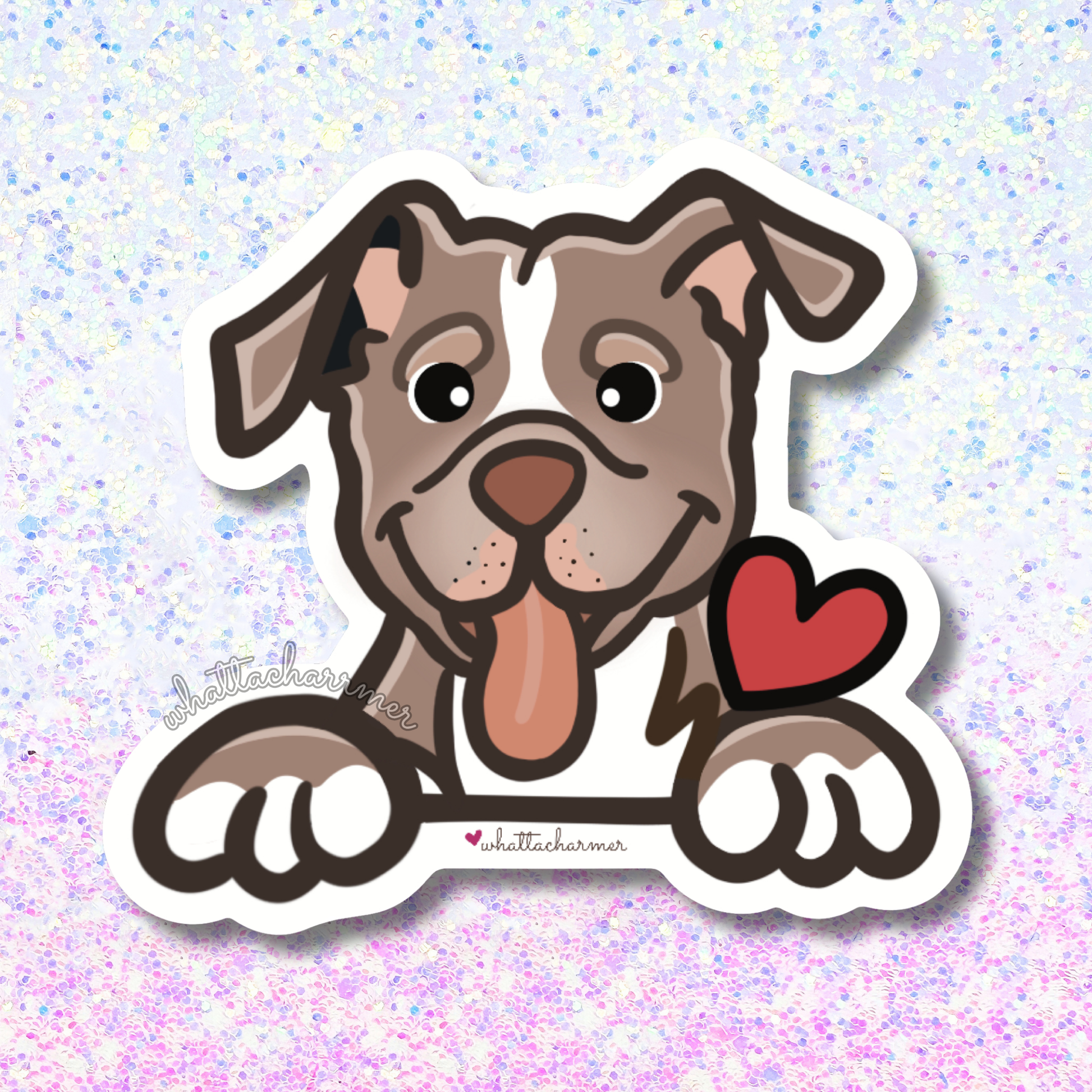 Red and White Pitbull Sticker V2