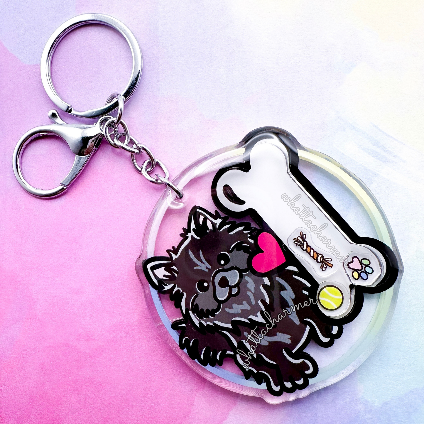 Black Pomeranian Shaker Keychain