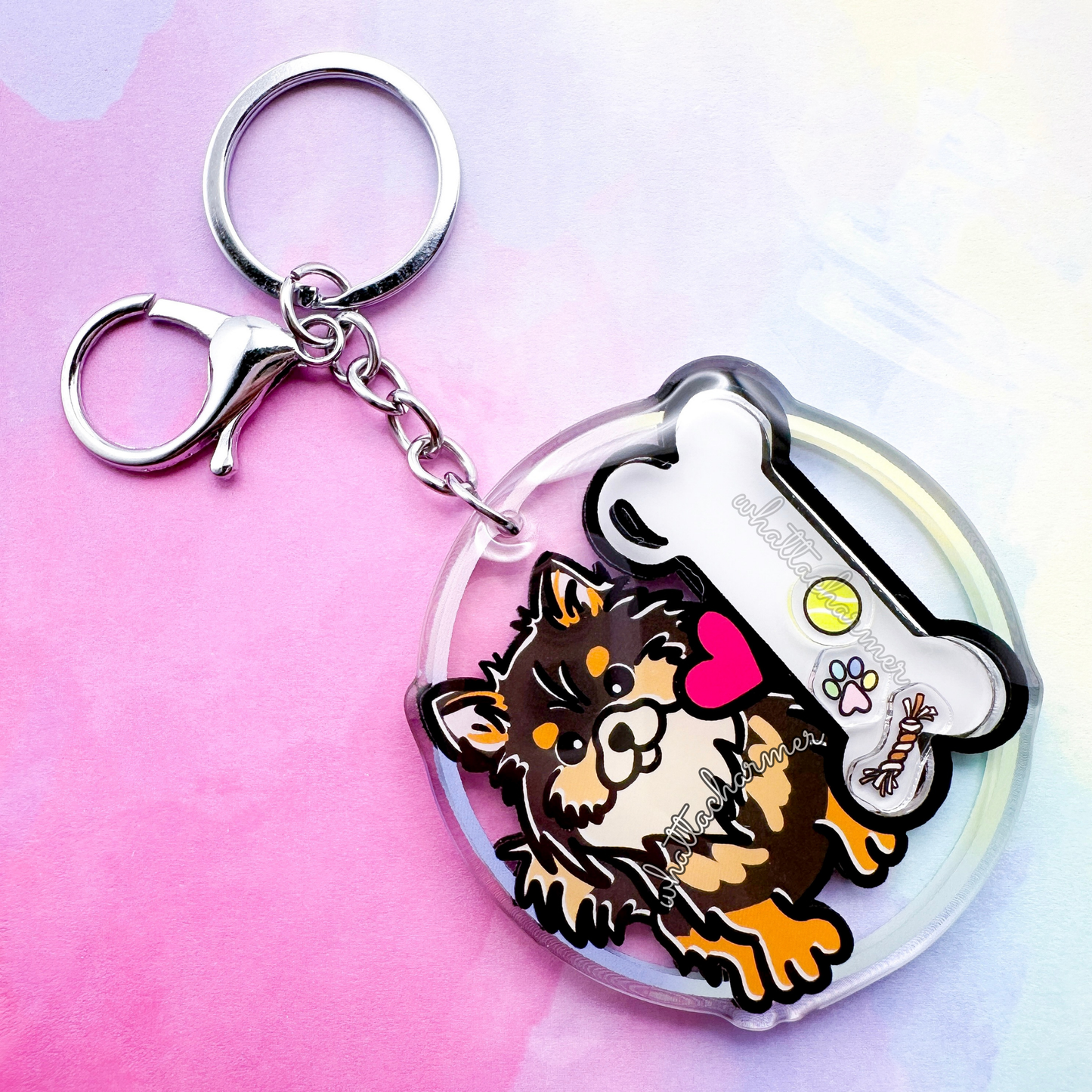 Black and Tan Pomeranian Shaker Keychain