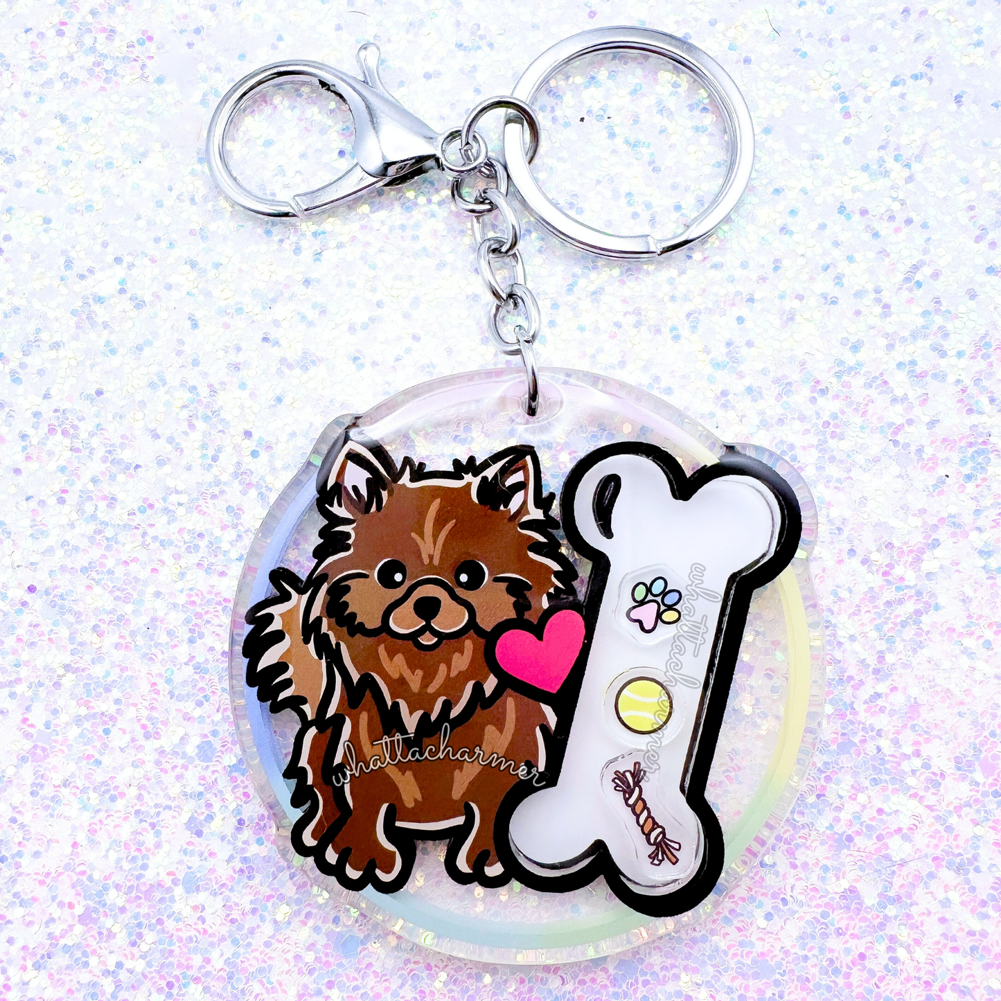 Brown Pomeranian Shaker Keychain