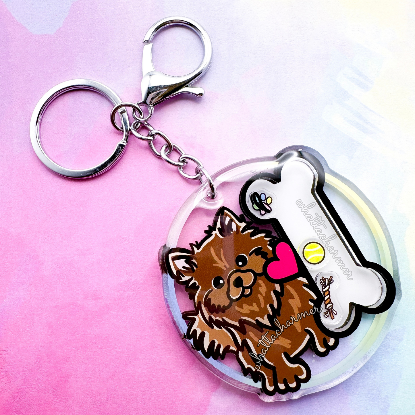 Brown Pomeranian Shaker Keychain