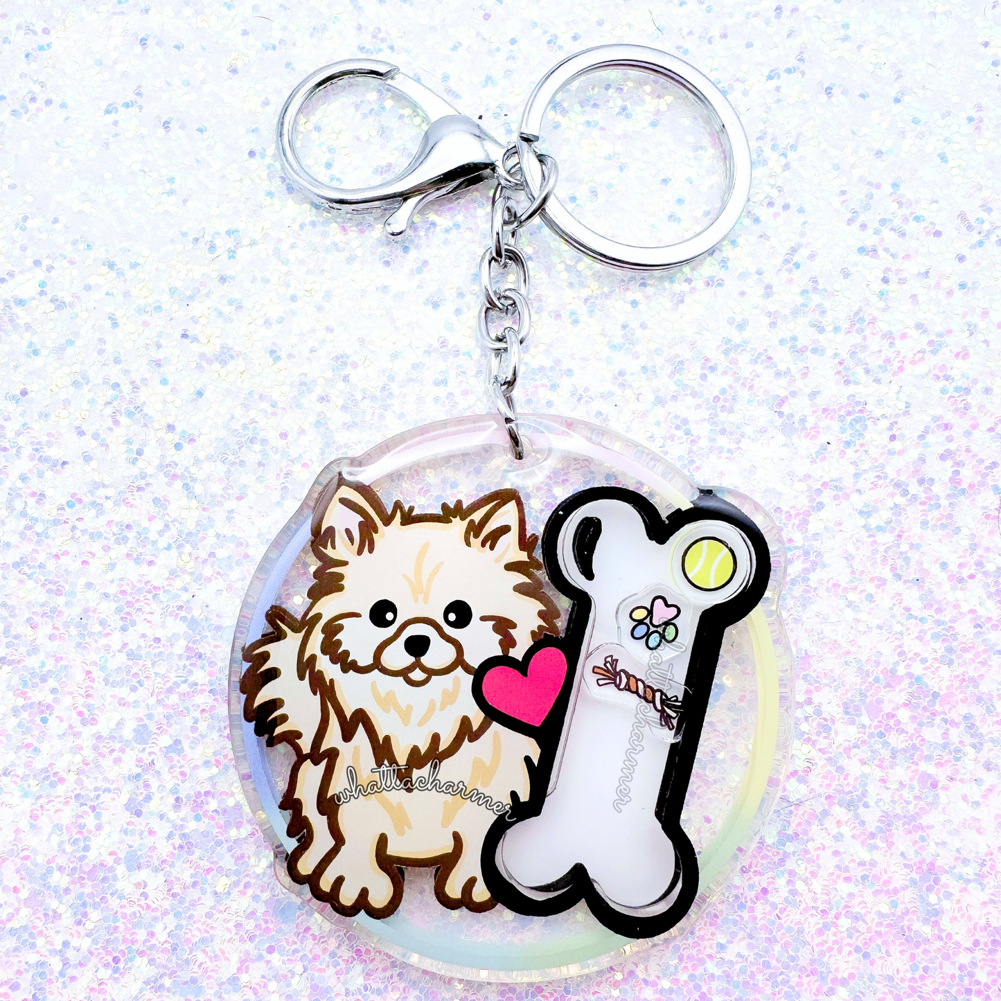 Cream Pomeranian Shaker Keychain